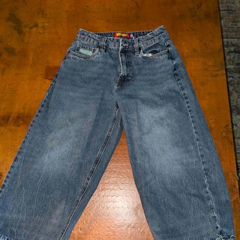 GYMPURE Baggy Wide-Leg Jeans Size 24 Medium Wash Y2K Skater Denim